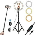 thumbnail image 1 of 26cm Fill Light Ring Light Supplementary Light LED Light Folding Fill Light for Photography Live Stream Makeup YouTube Video with Tripod Stand Remote Shutter, 1 of 7