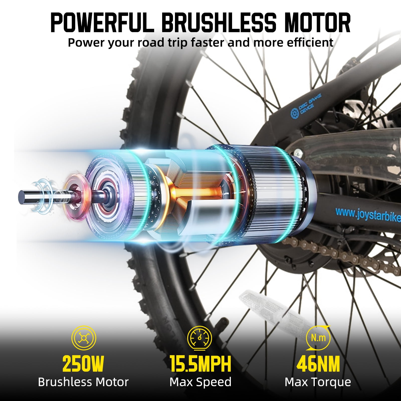 JOYSTAR Electric Bike for Teenagers, Ages 7+ with 250W Brushless Motor, 15 Miles 15MPH Electric Mountain Bicycle with Removable Battery, Multiple Colors
