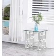 thumbnail image 2 of Table d'Appoint Contemporaine en Verre Clair avec Base en Acier Inoxydable Argenté, 2 of 3