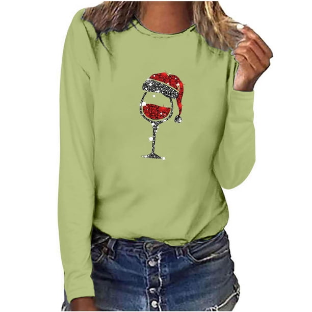 Puntoco - Sudadera con estampado navideño de manga larga para mujer, informal, a la moda, blusa Puntoco Puntoco-4013