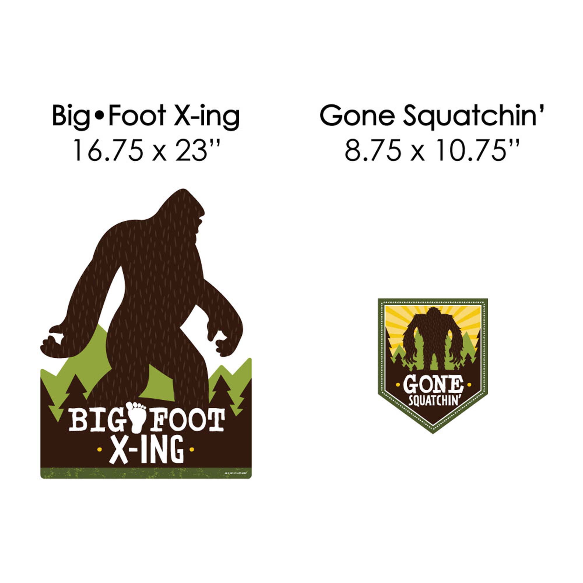 Big Dot of Happiness Sasquatch Crossing - Yard Sign and Outdoor Lawn Decorations - Bigfoot Party or Birthday Party Yard Signs - Set of 8