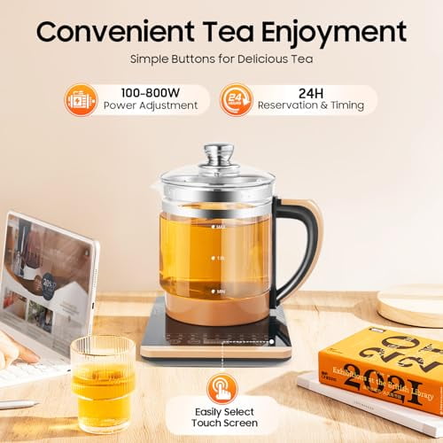 Electric Glass Kettle, 1.8L 800W Multifunctional Tea Maker - Digital Heating Base For Coffee, Soup, Hot Pot, Boiled Eggs