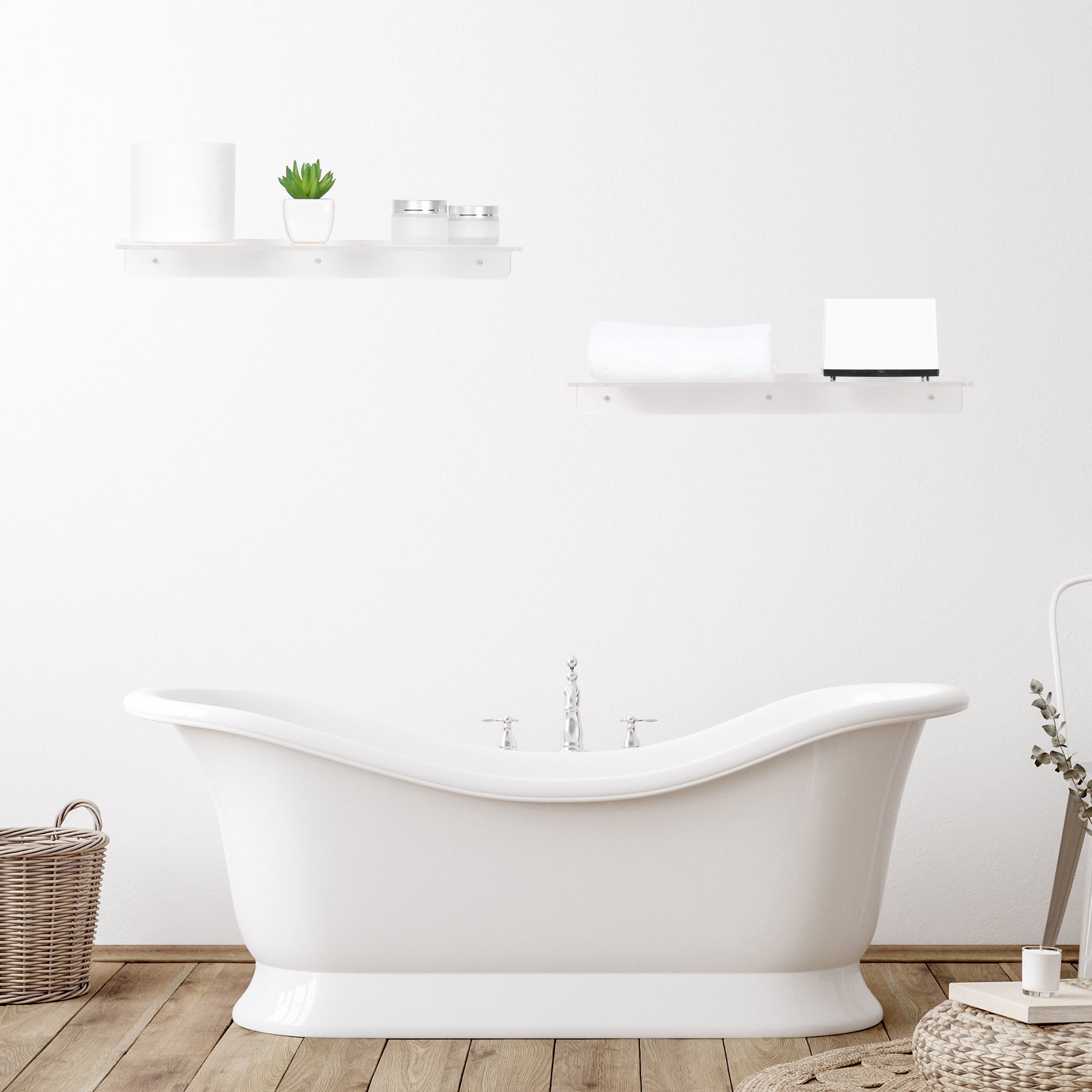 Unique Bargains Clear Acrylic Floating Shelves Acrylic Shelves for Bathroom Bedroom Wall 15.7" x 7.9" x 2" 2