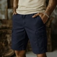 thumbnail image 4 of Fewfanhot Men's Big & Tall Multi-Pocket Cargo Shorts, Elastic Waist Drawstring Casual Outdoor Summer Shorts, S-5XL, 4 of 5