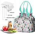 thumbnail image 4 of Boston Terriers and Flowers Drawstring Lunch Bag Women - Drawstring Lunch Bag Insulated for Work Office - Stain-Resistant Large Lunchbags for Women with Multi-Pockets, 4 of 6