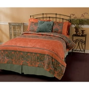 Corsica Comforter Set, Persimmon / Green