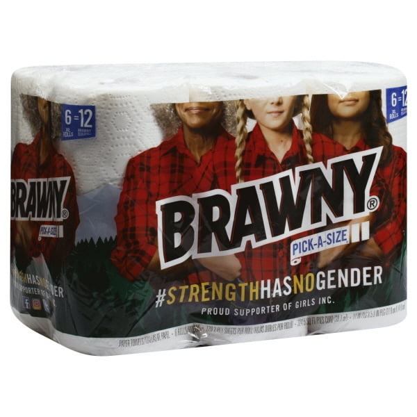 Brawny Paper Towels, 6 XL Rolls, PickASize, White, 6 = 12 Regular