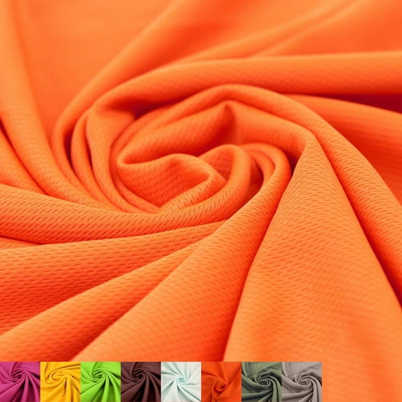 60" 100% Polyester Dimple Sports Mesh Fabric – 2-Way Stretch, Breathable, Anti-Wrinkle (180 GSM) – Ideal for Shorts, Pants, Jogging Suits & DIY Projects- Orange