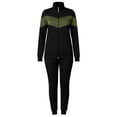 thumbnail image 6 of Women's 2 Piece Tracksuit Set Color Blocked Zip Up Stand Collar Long Sleeve Jacket Elastic Waist Jogger Pants for Sports Workout Daily Wear Black L, 6 of 7