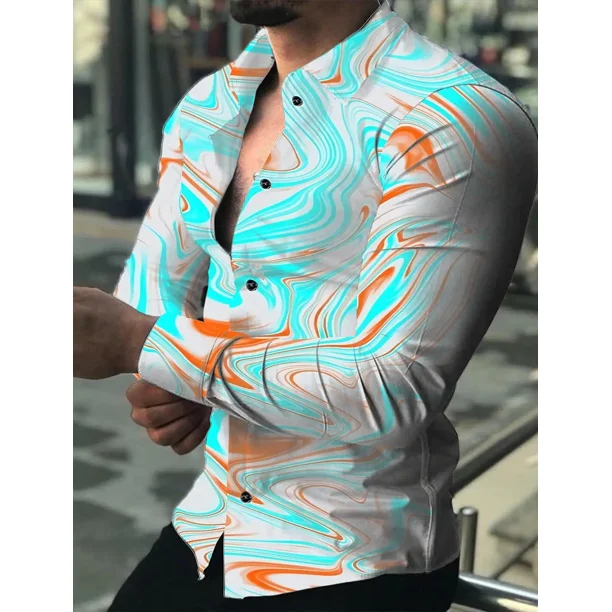 Camisa de lujo de moda 2024 para hombre, estilo social, con botones tipo polo, informal, con estampado occidental, cárdigan de fiesta para hombre, talla grande S-6XL