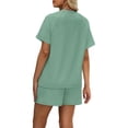 thumbnail image 5 of Two Piece Sets for Women Summer Crew Neck Lounge Short Sets Cap Sleeve Drawstring Sweatsuit with Pocket, 5 of 6