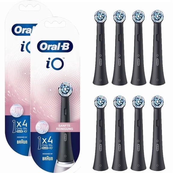 iO Gentle Cleaning Replacement Brush Heads for Oral B Electric Toothbrush,Black,8 count - (Work with iO Series Handles Only)