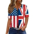 thumbnail image 2 of Lilgiuy Women's 4th of July T-Shirts Dressy Buttons Tunic Tops Short Sleeve American Flag Print Blouses V Neck Summer Cute Festival Clothes(Black,S), 2 of 5