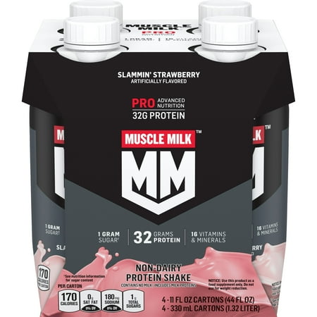 Muscle Milk Pro Protein Shake, Slammin' Strawberry, 11 fl oz, 4 Pack