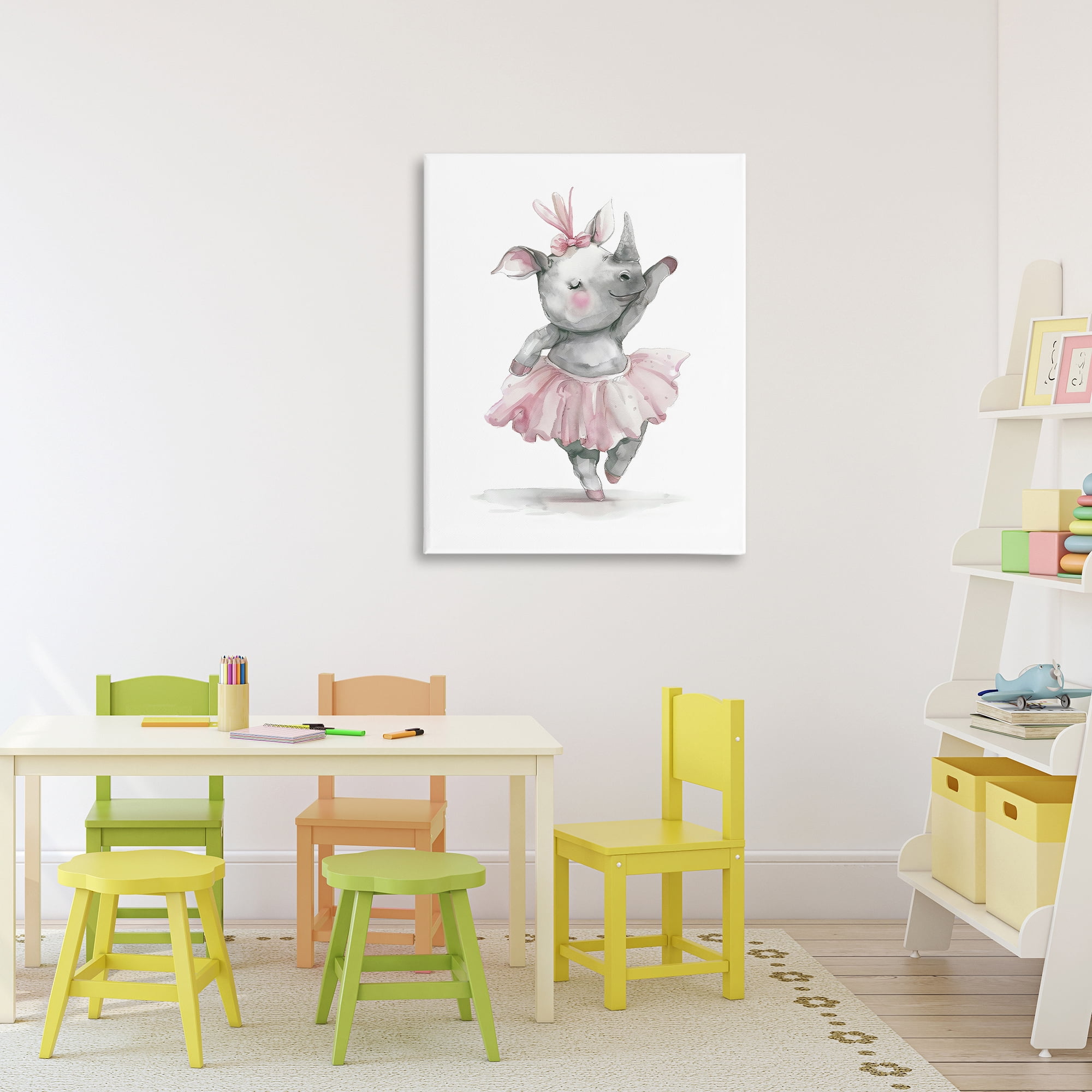 Stupell Industries Ballerina Rhino in Pink Tutu Canvas Wall Art, design by LSR Design Studio