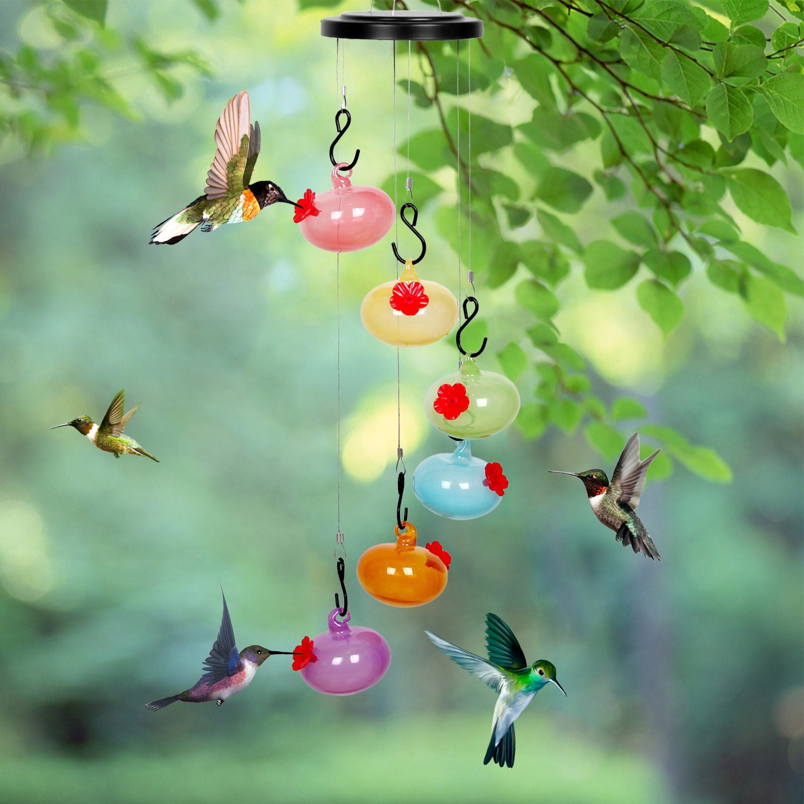 Djiypn Beautiful Wind Chimes Hummingbird Feeders for Garden & Patio Decoration - Versatile Outdoor Bird Feeder to Attract Birds - Perfect Gift for Nature Lovers & Gardening Enthusiasts