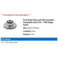 thumbnail image 2 of Front Brake Rotor and Hub Assembly - Compatible with 1976 - 1980 Dodge Aspen 1977 1978 1979, 2 of 2