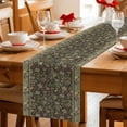 thumbnail image 5 of Sage Green Floral Table Runner - 48 Inch Long Ethnic Tribe Abstract Art Flowers Cotton and Linen Blended Dress Scarves Farmhouse Table Runner for Kitchen Dining, Coffee Table, 13" x 48", 5 of 8