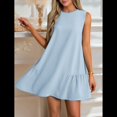 thumbnail image 3 of Vestido Tipo Chaleco Sin Mangas con Cuello Redondo en Color Liso, Azul , Talla L, 3 of 6