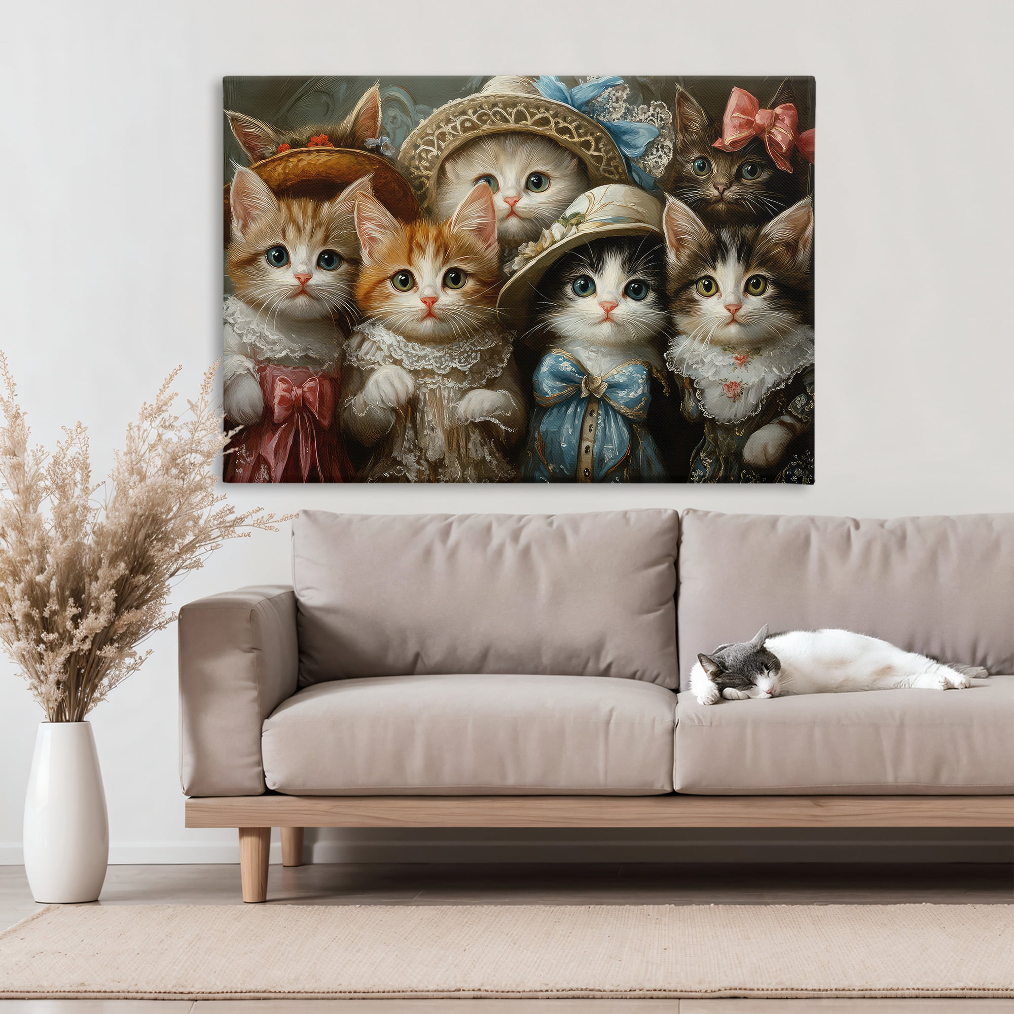 Stupell Industries Fashionable Vintage Cats Canvas Wall Art, design by The Wands Want