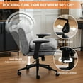 thumbnail image 5 of DOMICARE Criss Cross Chair with Flip-Up Arms, Wide Cross-Legged Office Chair with Wheels, Swivel Vanity Desk Chair, Gray Chenille, 5 of 7