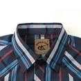 thumbnail image 4 of Coevals Club Men's Western Shirt Cowboy Plaid Country Pearl Snap Button Long Sleeve Two Pockets Work Shirts 31 Black Blue XX-Large, 4 of 7