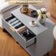 thumbnail image 4 of Multi-functional gris fluted 3-cajón cómoda: estilizado para dormitorio nightstand con deep almacenamiento cajones y de anchura surface, suitable para living rooms, hallways, y para niños' rooms, 4 of 9
