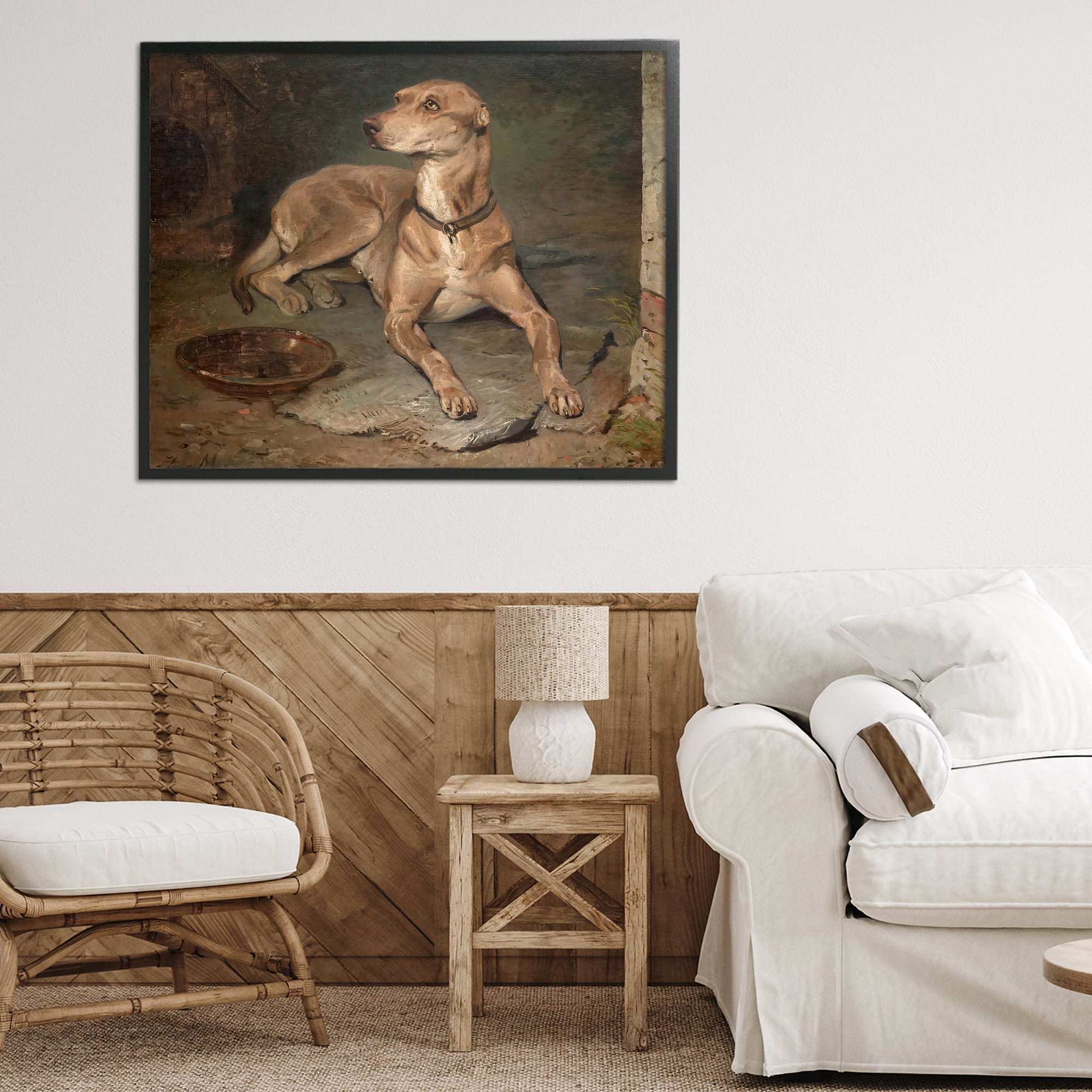Stupell Industries Historical Dog & Bowl Black Framed Giclee Art, design by Lil' Rue