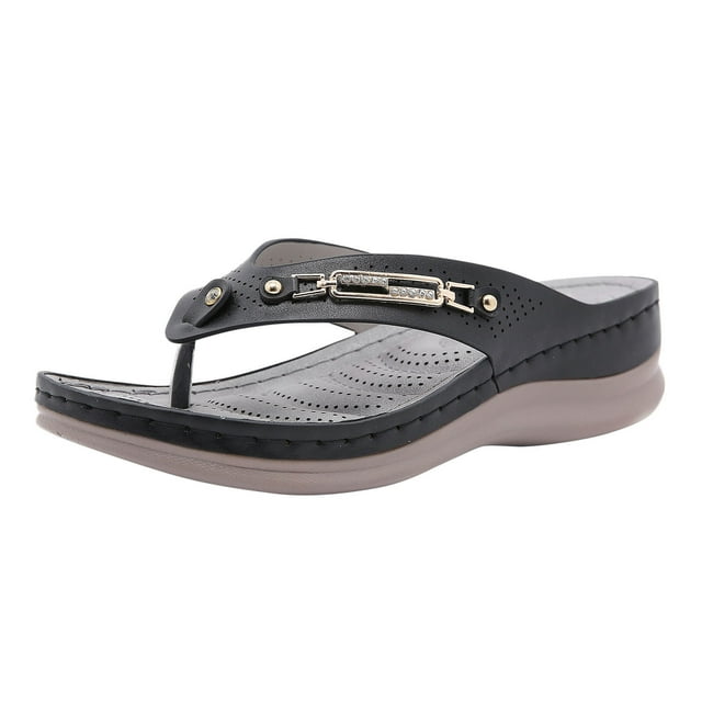 Sandales Femmes Talons pour Femmes Boucle Métallique Plage Femmes Été Talon en Pente Décontracté Sandales Femmes