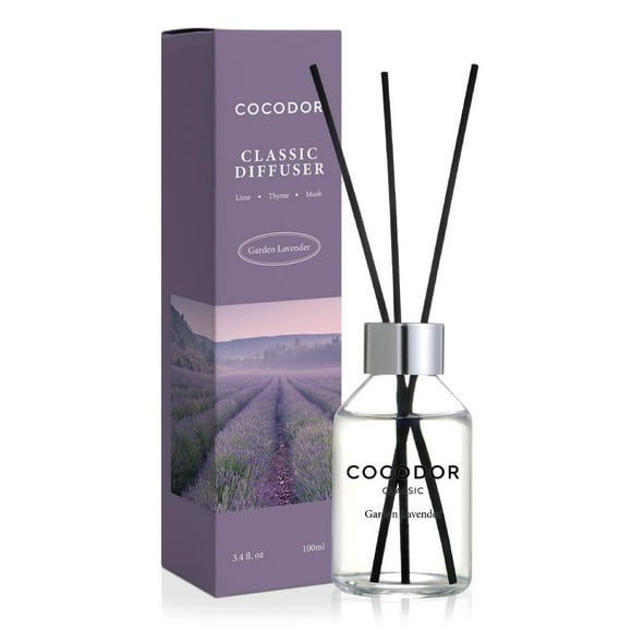 COCODOR Classic Reed Diffuser/Garden Lavender/3.4oz(100ml)/1 Pack/Fragrance Scent Essential Oil Stick Diffuser Set for Bedroom Bathroom Home D cor