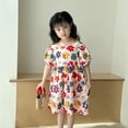 thumbnail image 3 of Ropa de verano para niñas de 1 a 10 años, vestido de flores de Color dulce para niñas, vestido de princesa con mangas abullonadas y cuello cuadrado, trajes para niños 2025, 3 of 6