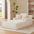 thumbnail image 3 of 79" Extra-Long Chaise Lounge Chair Indoor, Oversized Boneless Couch Chair, Fluffy Corduroy Sleeper Sofa Reading Chairs, No Assembly Required, White, 3 of 6