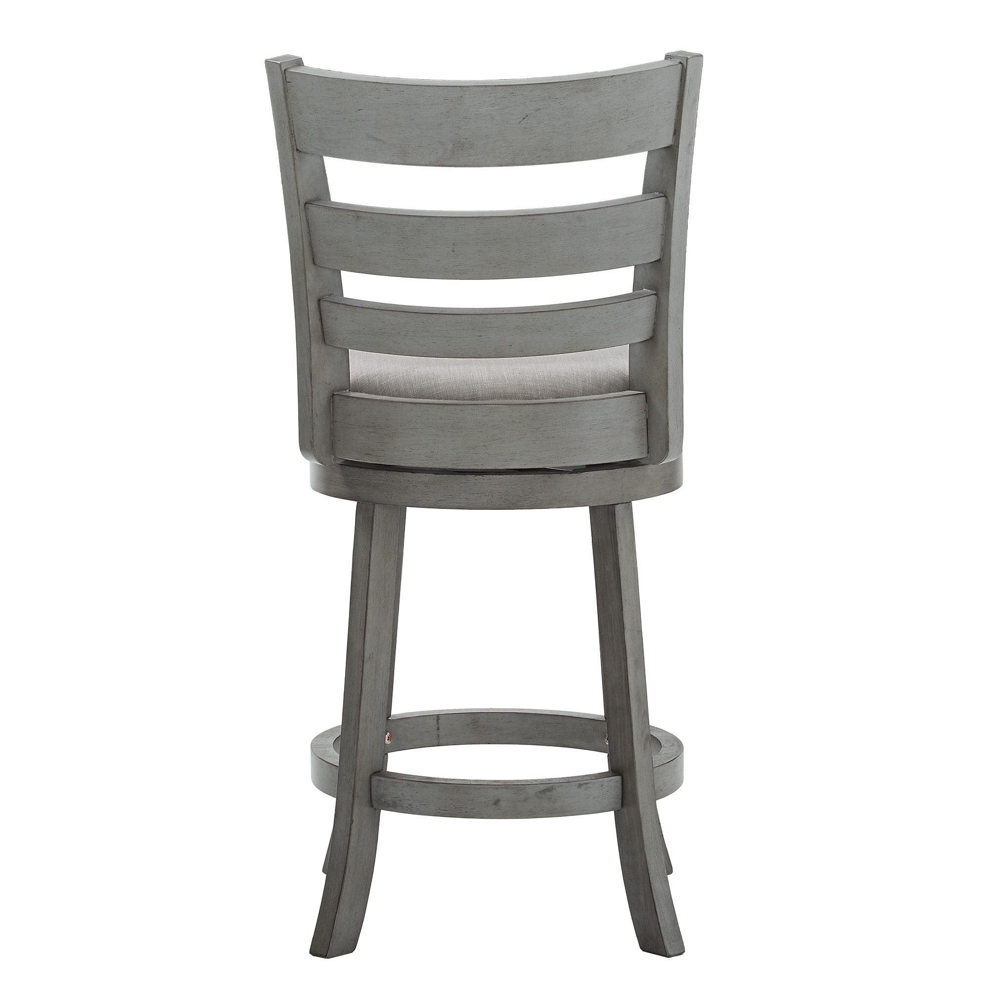 Weston Home Shapel Ladder Back 24"H Swivel Counter Height Stool, Antique Grey Finish, Grey Linen
