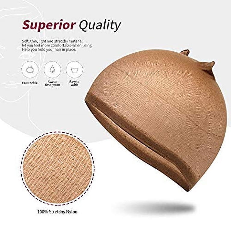20 pack Brown & Light Brown Nylon stocking Wig Cap 20 Pack Brown Stocking Cap Stretchy Nylon Wig Caps, Skin  main image 3
