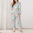 thumbnail image 2 of Honeii Love You Rabbit print Women's Pajama Sets Long Sleeve Button Down Sleepwear Nightwear Soft Pjs Lounge Sets-X-Large, 2 of 7