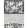 thumbnail image 3 of Floral Comforter & Sham Bedding Set, Plant Blossom Spring Season Birth of Nature Monochrome Sketch Vintage Design, 3 pcs Duvet Set Microfiber Filling Quilt, 5 Sizes, Black Grey White, by Ambesonne, 3 of 4