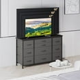 thumbnail image 2 of Dresser TV Stand for 55 inch TV, 10 Drawer Dresser for Bedroom with Power Outlets and Large Storage, Modern Fabric Drawer Dresser for Living Room Entryway, Dark Gray, 2 of 7