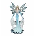 thumbnail image 1 of Snow Fairy in Fur Lined Gown w/ 2 Arctic Wolves Statue 24 Inches High, 1 of 5