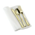 thumbnail image 2 of Smarty Shiny Metallic Gold Plastic Cutlery in White Napkin Roll Set (100 Guests), 2 of 2