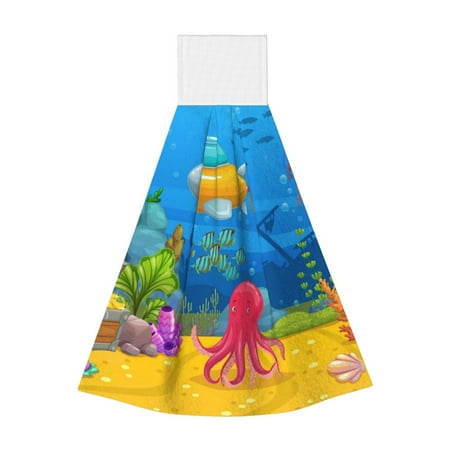 

Jgfou Submarine And Landscape Print Coral Fleece Microfiber Hanging Hand Towel Soft Premium Dishcloths Multi-Purpose Dust and Stain Removal Cleaning Supplies