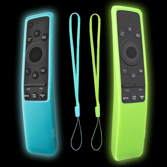 2 Pack Remote Cover, Silicone Protective Case for Samsung Smart TV Remote Controller BN59 Series Shockproof Anti-Slip Remote Case Glow in The Dark (Glow Green Blue)