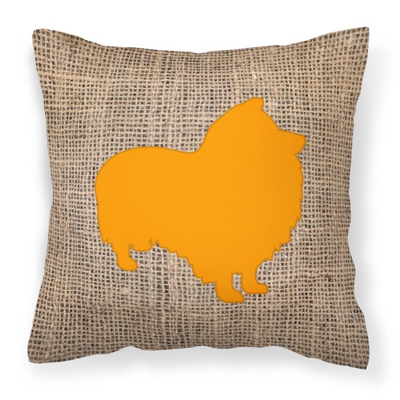Carolines Treasures BB1080-BL-OR-PW1414 Sheltie Burlap and Orange Canvas Fabric Decorative Pillow BB1080 14Hx14W