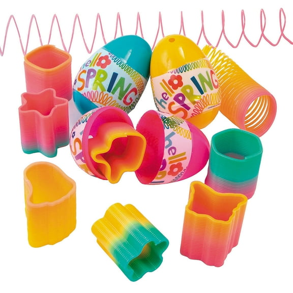 Fun Express 3" Magic Spring-Filled Hello Spring Plastic Easter Eggs - 12 Pc.