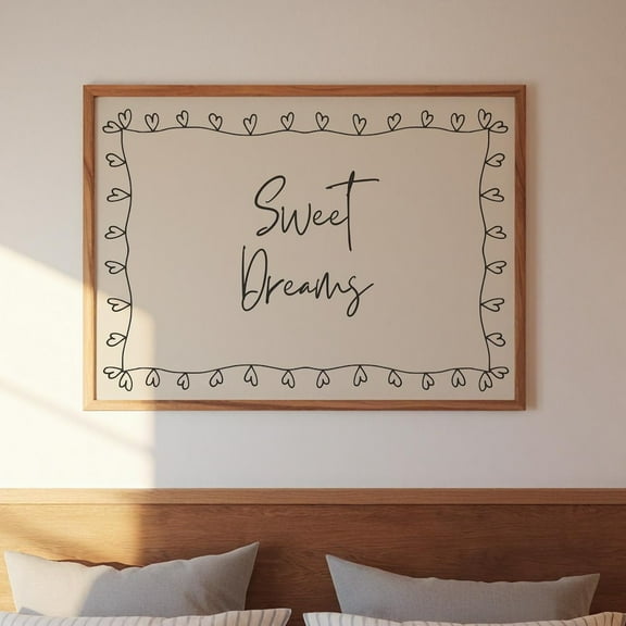 Sweet Dreams Poster: Black Simple Above Bed Wall Art Print Girly Dorm Wall Decor #101 UNFRAMED PAPER POSTER, Home Decor, Vintage Gift, Living Room Dercor