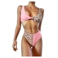 thumbnail image 3 of CEHVOM Women Swimwear Leopard Splicing Printing Split Swimsuit Bikini, 3 of 6