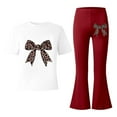 thumbnail image 4 of WOYY Big Girls Casual Outfits Bow Short Sleeve T-Shirt Flare Pants Set, Sizes 9-10, 4 of 4