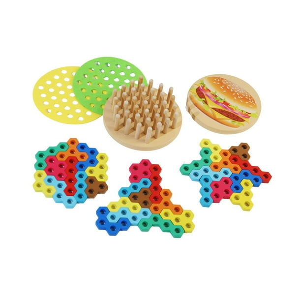 Rompecabezas de madera de juguete artesanal, rompecabezas 3D DIY, recuerdos de fiesta, juguete educativo, rompecabezas de hamburguesa grande para
