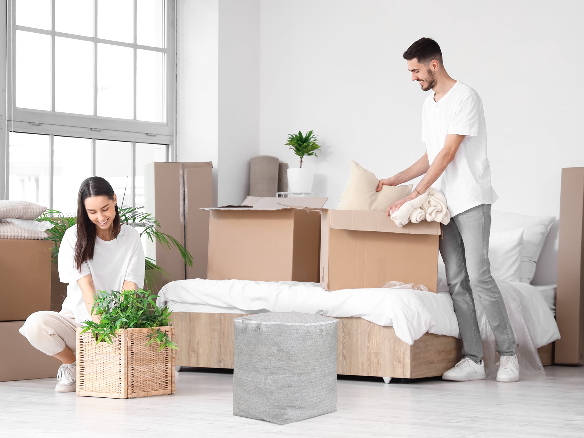 Unique Bargains 1 Pack Clothes Storage Bags Moving Bags Gray 24*19.5*28in
