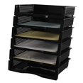 thumbnail image 1 of Kekow 6-Pack Plastic Stacking A4 Size Desk Organizer Tray, Stackable Document Letter Tray Holder, Black, 1 of 7