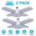 thumbnail image 5 of IMAGE 2 Pack 4PCS White LED Garage Light, 80W E26/E27 8000LM Deformable Ceiling  Workshop Lamp Folding, 6500K Daylight White Garage LED Bulbs for Warehouse Workshop Basement Lights, 5 of 9